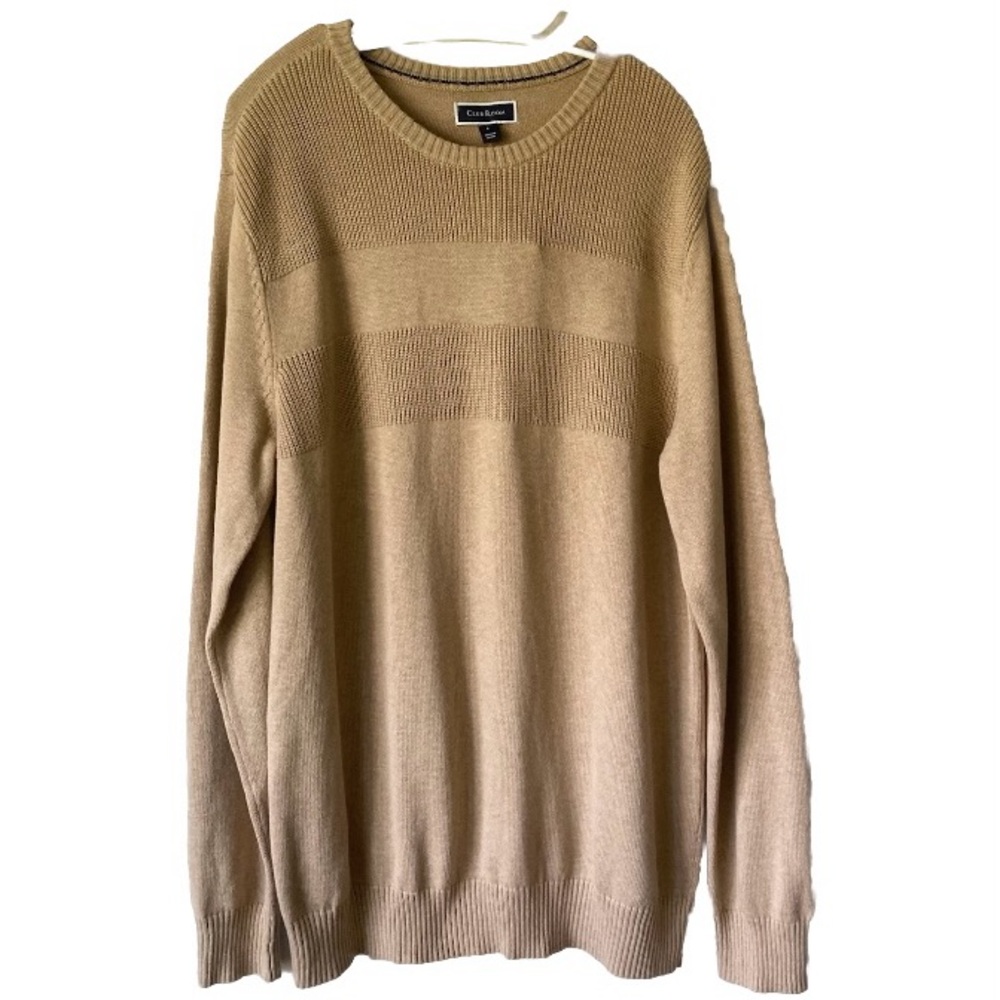 New Men’s Club Room Cream Cotton Crewneck Pullover size L